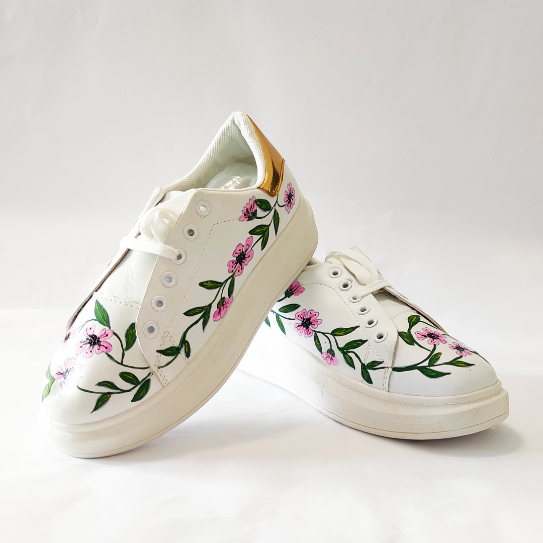 Scarpe con fiori rosa n.40